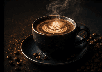 Freshly brewed smoky coffee with latte art
